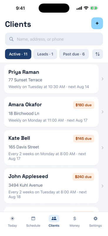 The clients list