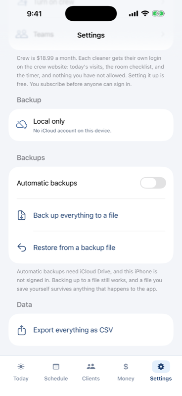 Backups and data