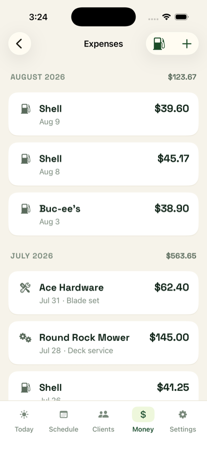 Expenses list
