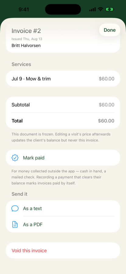An issued invoice