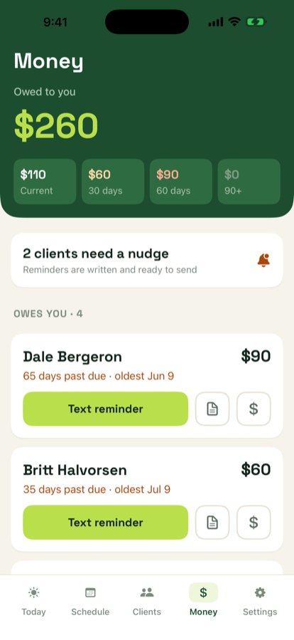 Money tab