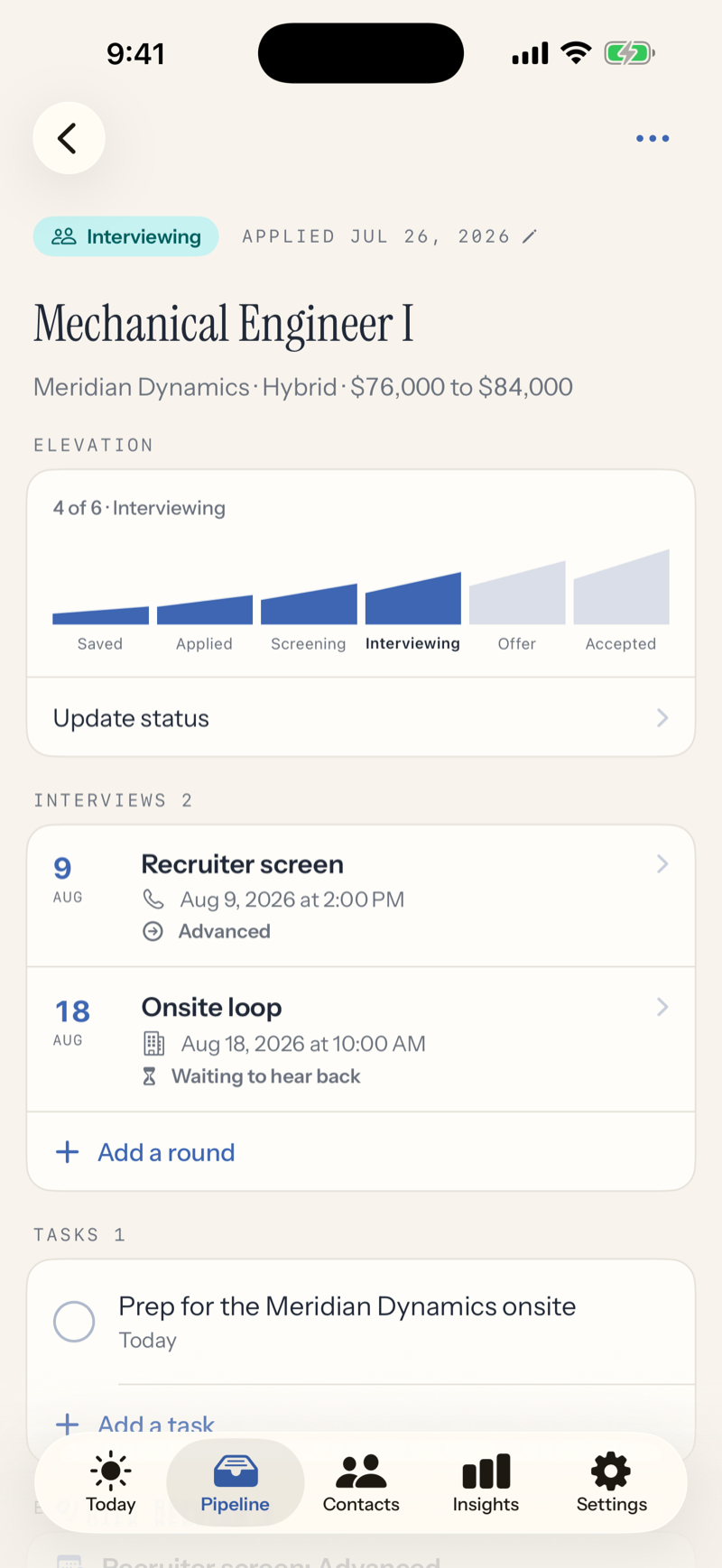 An application with two interview rounds
